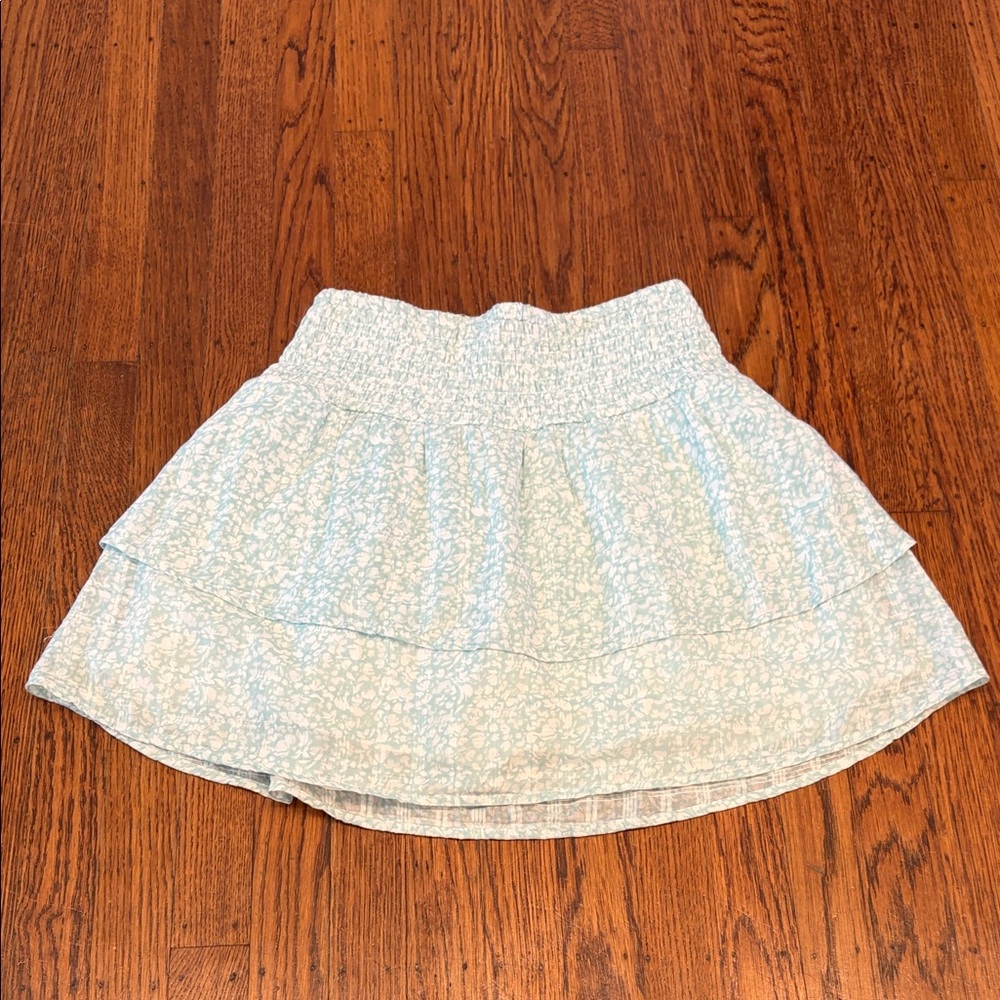 Abercrombie Kids Mint Green Floral Smocked Waist Skort Girls 15/16 Women's 4/6